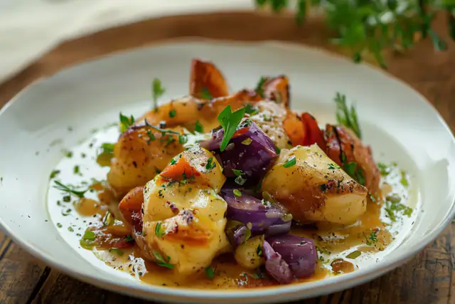 Poêlée crémeuse de Poulet, Aubergine et Épinards