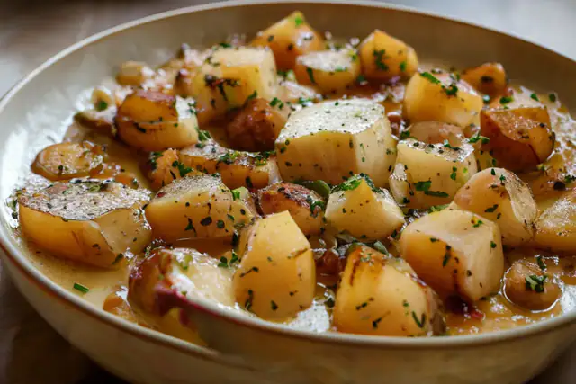 Poêlée de Noix de Saint-Jacques sur écrasée de Patate douce et Carottes