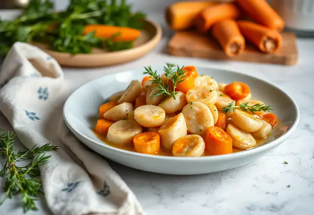 Noix de Saint-Jacques poêlées et carottes fondantes au thym