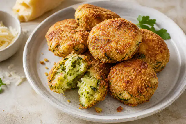 Croquettes de courgettes dorées et croustillantes avec persil et Parmesan