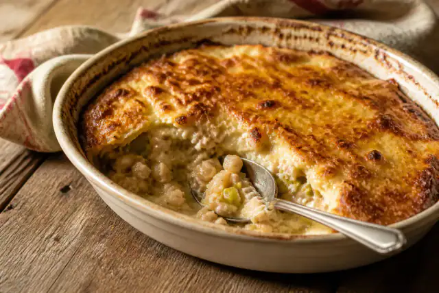 Gratin de crozets crémeux aux poireaux avec Beaufort doré