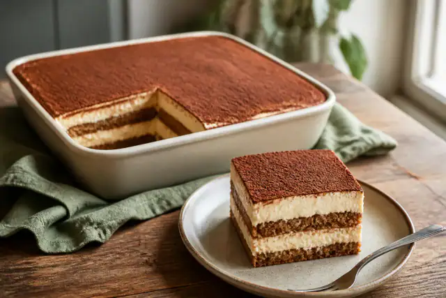 Tiramisu spéculoos et café en couches avec crème mascarpone et cacao
